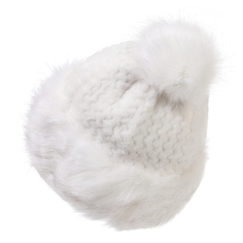 8616 Faux Fur Hats with Pompom for Winter Warm Knit Imitation Beanie Skull